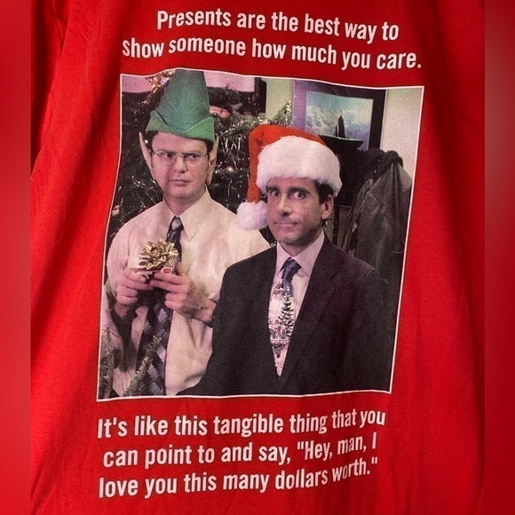 NWT The Office Christmas T-Shirt Mens Size L Michael Scott Dwight Red - Picture 2 of 4
